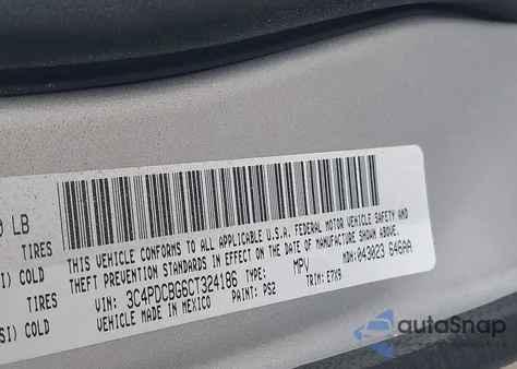 2012 Dodge Journey Sxt z USA, uszkodzony, nr VIN 3C4PDCBG6CT324186